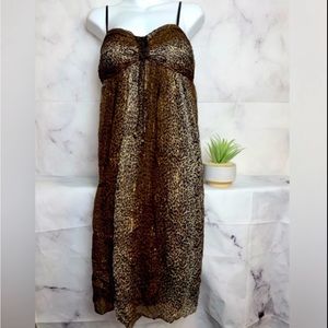 Nicole Miller Leopard Silk Babydoll Dress size 10
